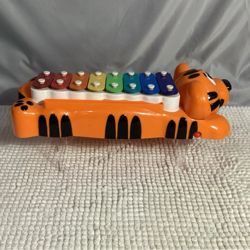 Little Tikes Orange Tiger Xylophone Piano Toy with Attached Red Sticks VGUC